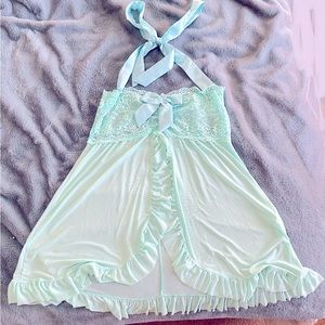 Mint Green lingerie and thong panty.